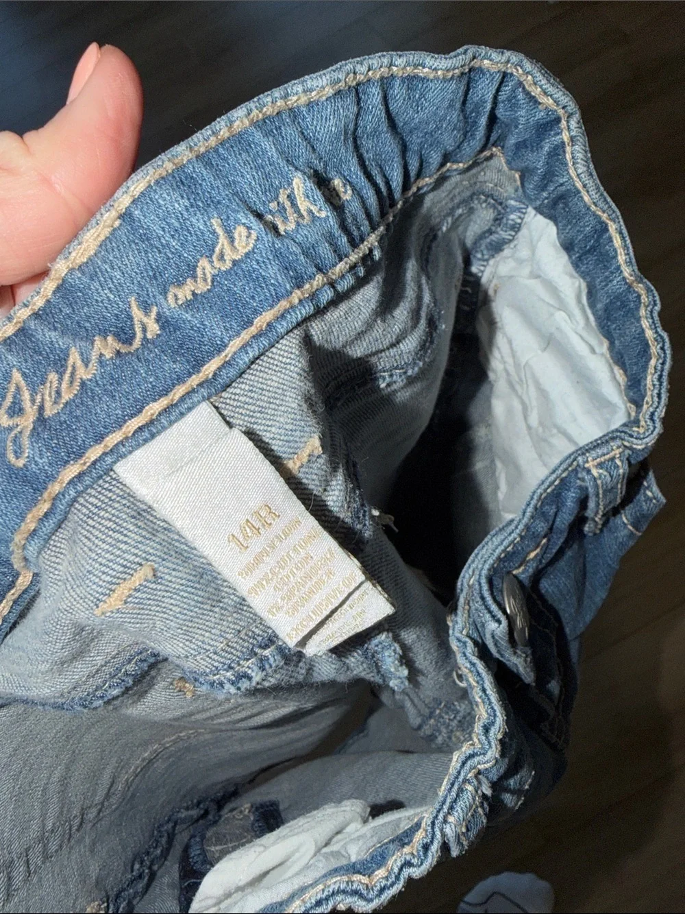 Justice Girls Distressed Mid-Blue Denim Shorts Jeweled size 14